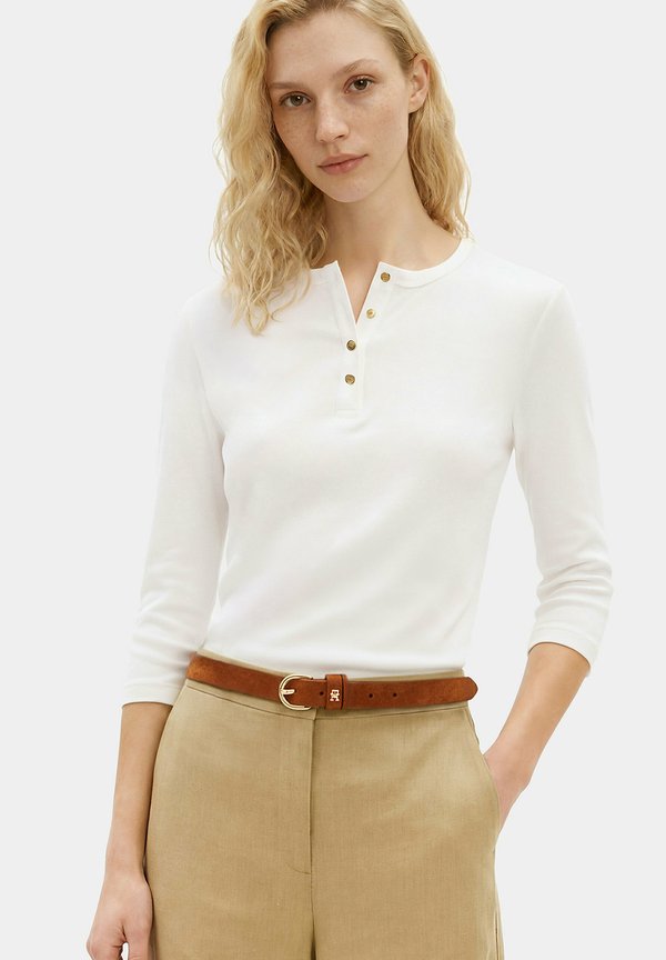 Tommy Hilfiger GOLD-TONE BUTTON SLIM HENLEY  - Long sleeved top - ecru