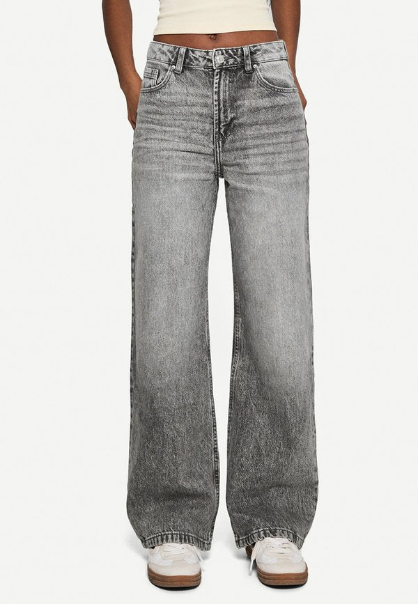 Bershka BAGGY JEANS - Loose Jeans - mottled dark grey