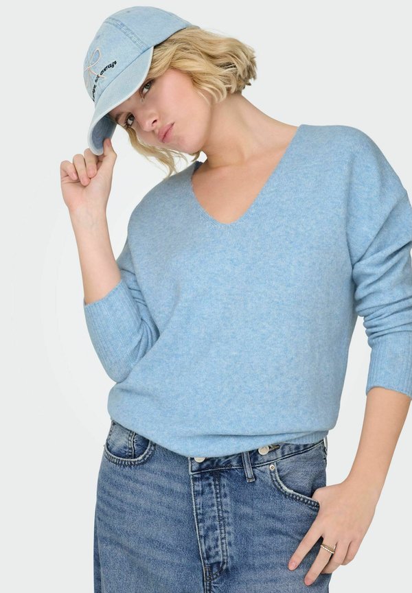 ONLY ONLRICA LIFE L/S V-NECK PULLO KNT NOOS - Jumper - little boy blue