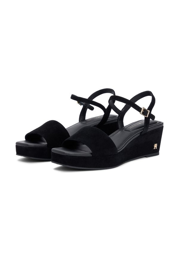 Tommy Hilfiger SUEDE TH MONOGRAM WEDGE SANDALS