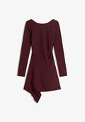 Bershka ASYMMETRIC FLOUNCE - Day dress - bordeaux