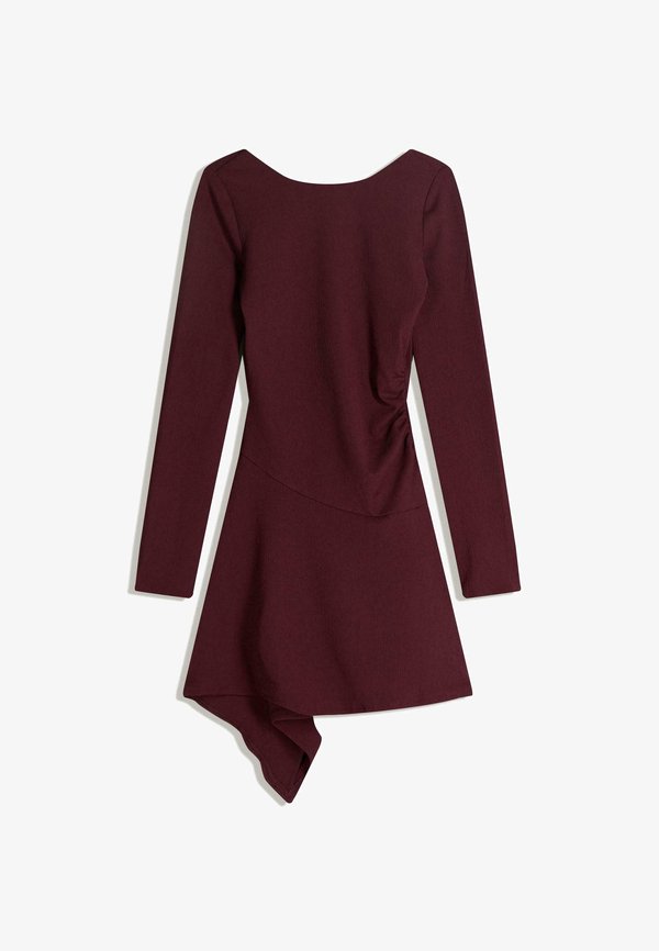 Bershka ASYMMETRIC FLOUNCE - Day dress - bordeaux