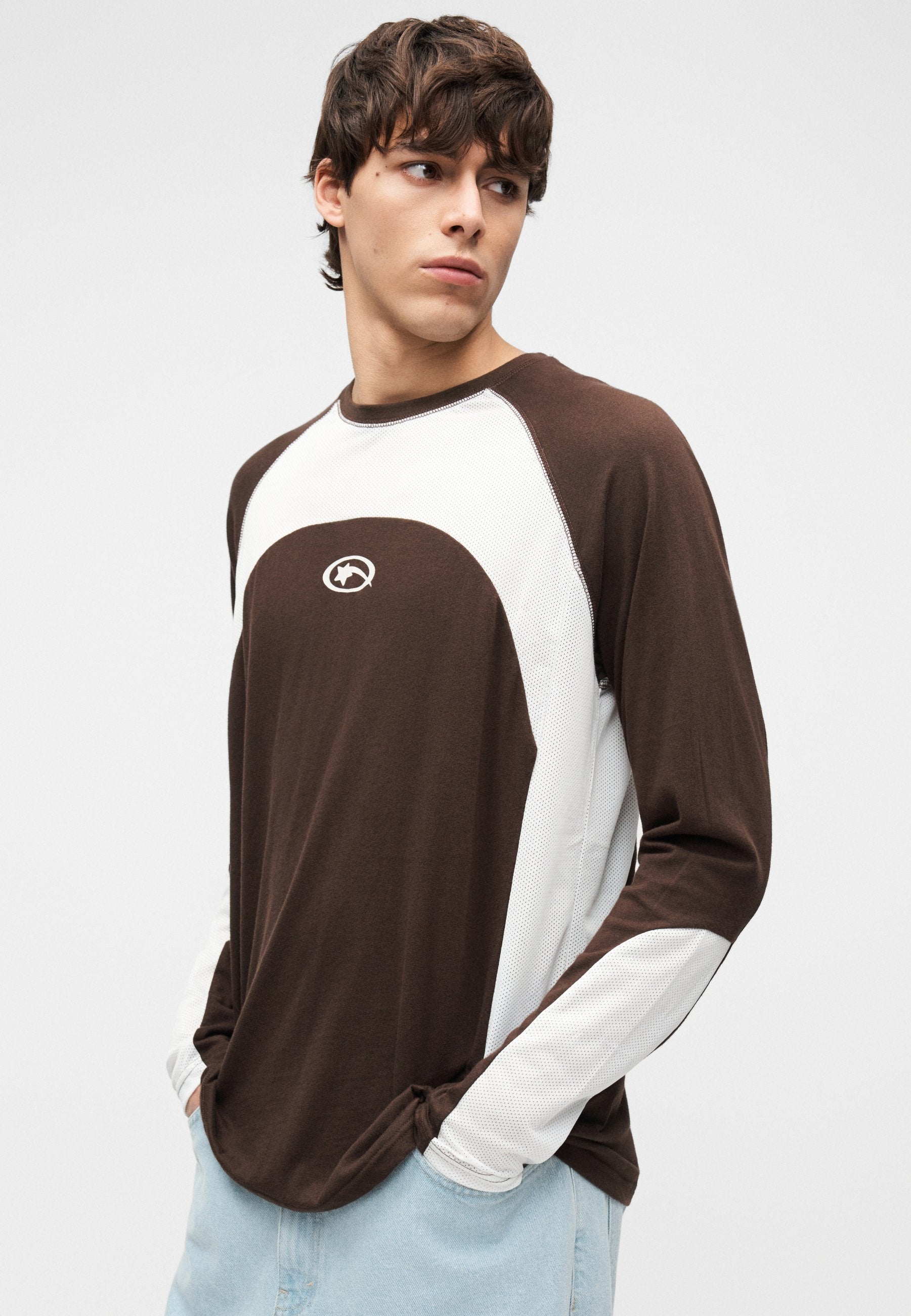 YOURTURN REGULAR FIT GRAPHIC & MESH COMBO LONG SLEEVED