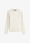 Tommy Hilfiger CLASSIC CABLE CREW NECK  ELEVATED ESSENTIALS - Jumper - heathered oatmilk