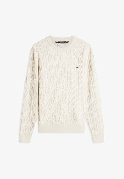 Tommy Hilfiger CLASSIC CABLE CREW NECK  ELEVATED ESSENTIALS - Jumper - heathered oatmilk