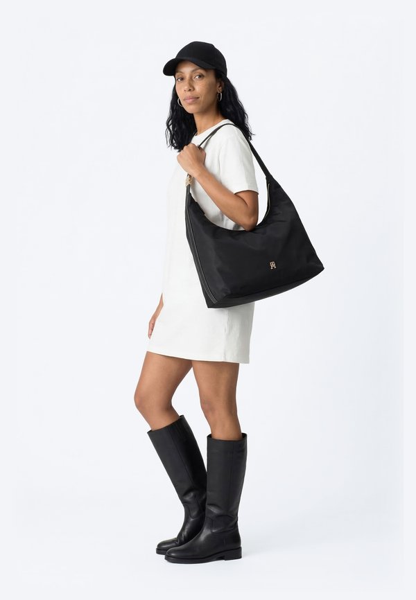 Tommy Hilfiger GO LARGE HOBO - Tote bag - black