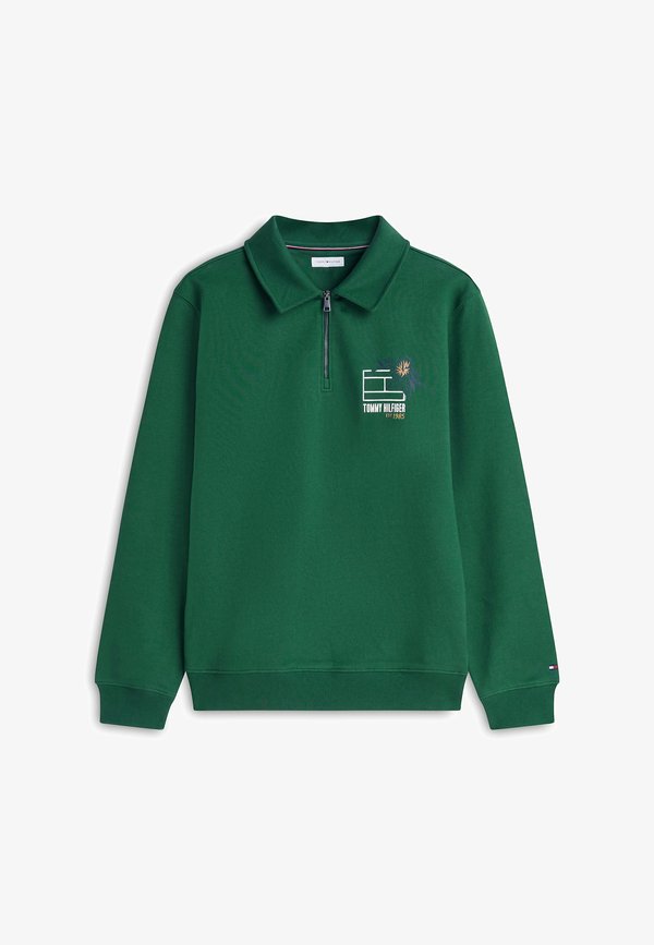Tommy Hilfiger TOMMY HILFIGER GRAPHIC QUARTER-ZIP RUGBY SWEATSHIRT - Sweatshirt - street green