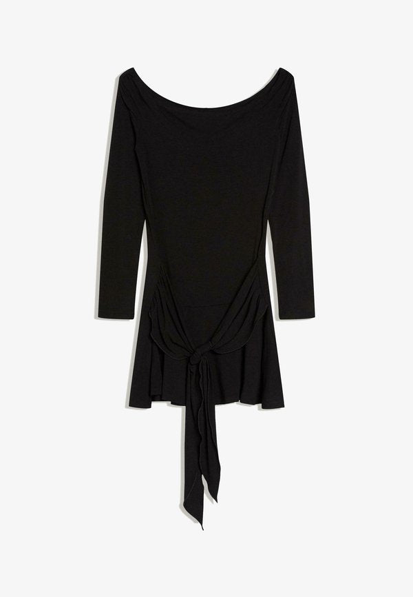 Bershka ASYMMETRIC MINI WITH RUFFLES AND TIE DETAIL  - Day dress - black