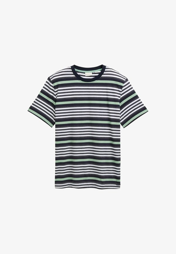 TOM TAILOR MIT STREIFENMUSTER - Print T-shirt - navy multicolor melange stripe