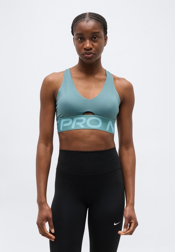 Nike Performance SCULPT BRA - Medium support sports bra - mineral slate/denim turquoise/white