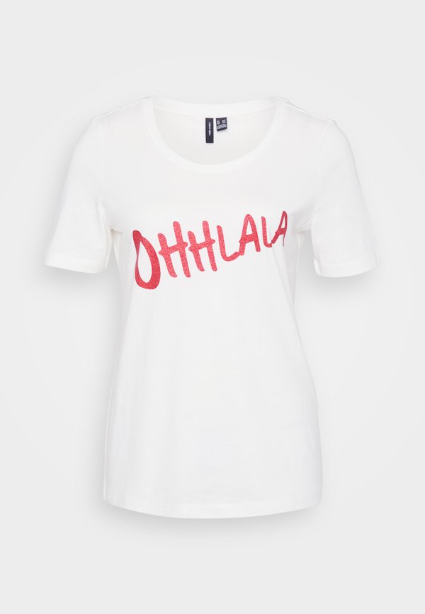 Vero Moda Tall VMBOLA O NECK - Print T-shirt - snow white/fiery red