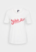 Vero Moda Tall VMBOLA O NECK - Print T-shirt - snow white/fiery red