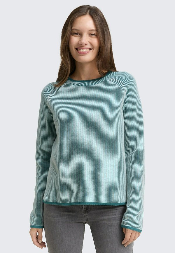TOM TAILOR PULLOVER MIT RUNDHALSAUSSCHNITT - Jumper - teal plaited knit