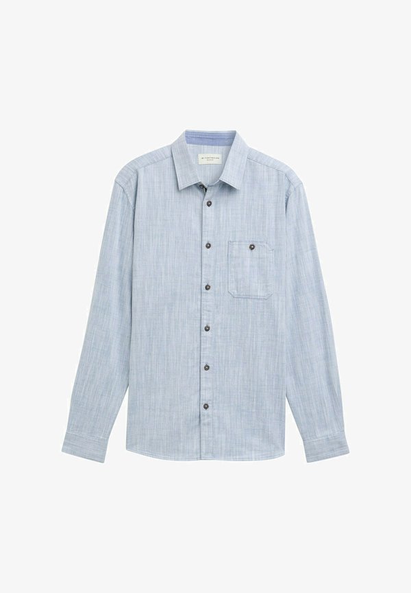 TOM TAILOR Shirt - white blue twill structure