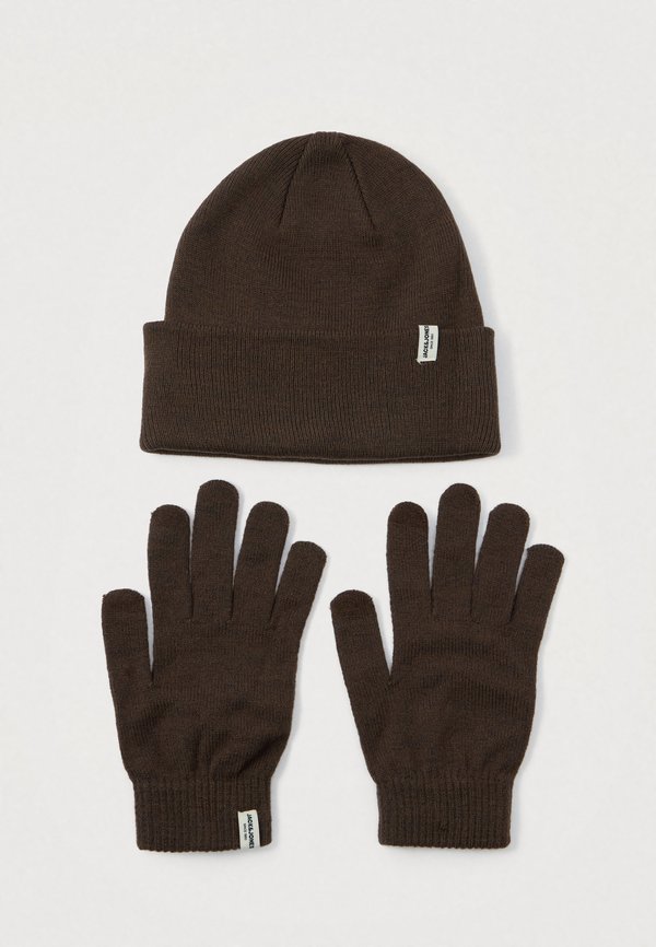 Jack & Jones JACCOOPER BEANIE AND GLOVES SET - Gloves - chocolate brown