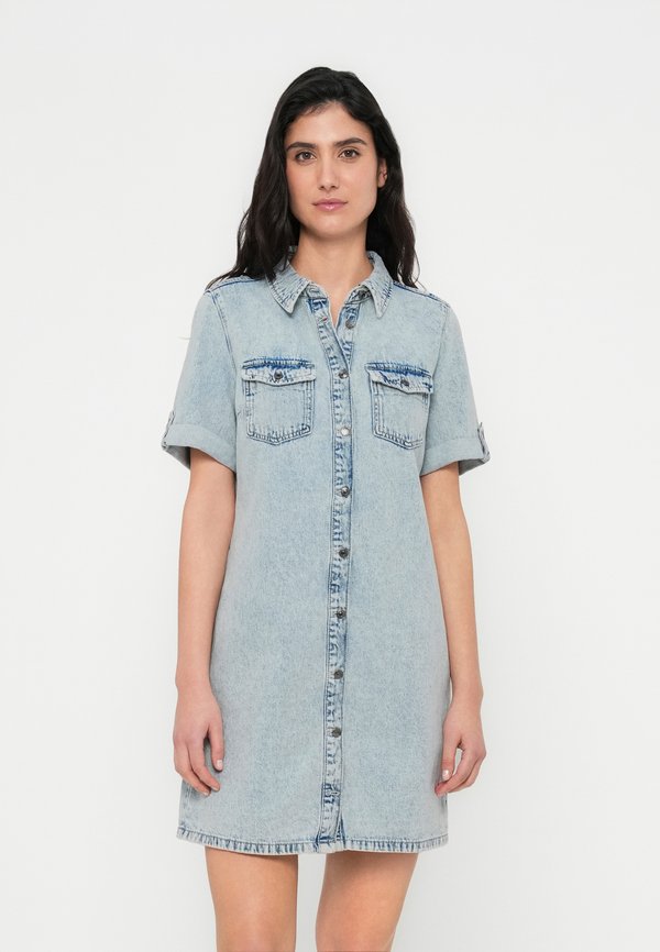 Vero Moda Denim VMJENNIE Short - Denim dress - light blue denim