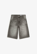 Bershka BAGGY BERMUDA - Denim shorts - grey