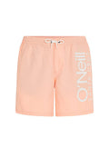 Pfirsichfarbene Schwimmshorts mit elastischem Bund, Kordelzug und einem großen weißen "O'Neill"-Logo an der Seite. Glattes, leichtes Material.