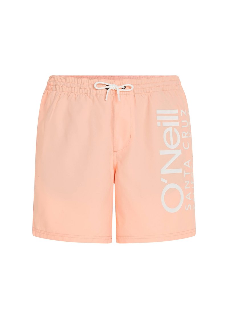 Pfirsichfarbene Schwimmshorts mit elastischem Bund, Kordelzug und einem großen weißen "O'Neill"-Logo an der Seite. Glattes, leichtes Material.