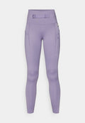 Helle lila, hoch taillierte Leggings mit einem Gürteldetail, seitlichen Taschen und glattem Stretchmaterial. Verfügt über verstärkte Kniepartien und minimalen Nähten.