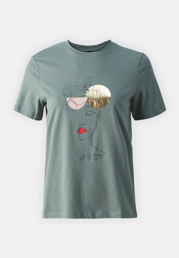 ONLY ONLKITA MIX - Print T-shirt - balsam green