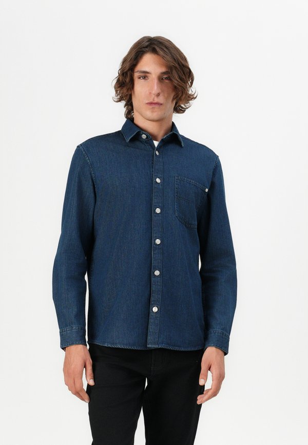 TOM TAILOR Shirt - used dark stone blue denim