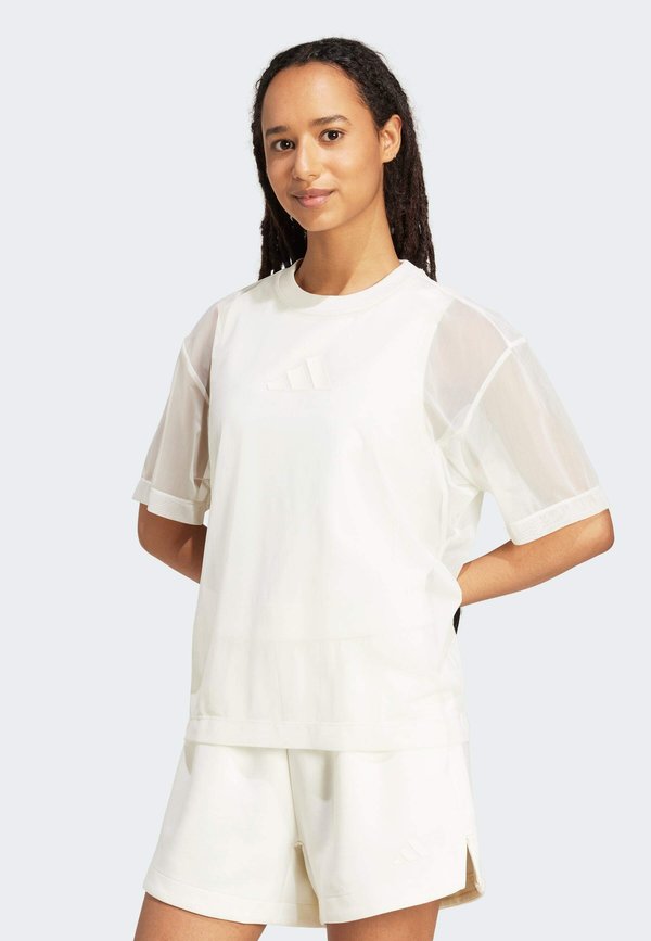 adidas Sportswear SOFT LUX MESH TEE - Print T-shirt - off white