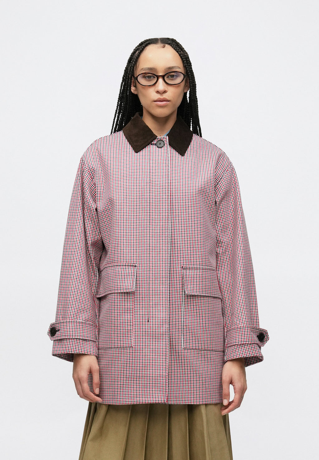 WATER REPELLENT CHECK OVERSIZED 2-IN-1 COAT Media 3