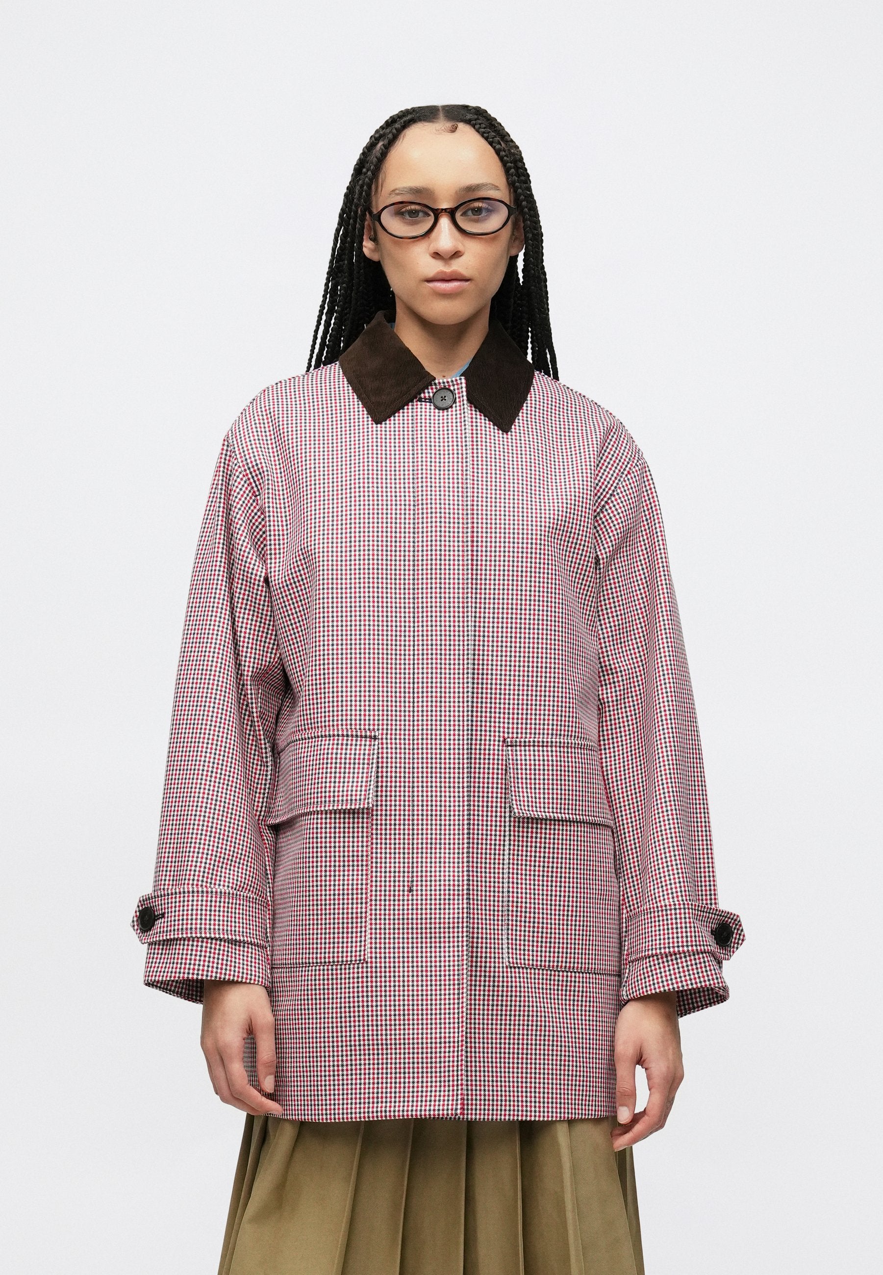 WATER REPELLENT CHECK OVERSIZED 2-IN-1 COAT Media 3