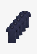 Jack & Jones 5 PACK - Basic T-shirt - navy blue