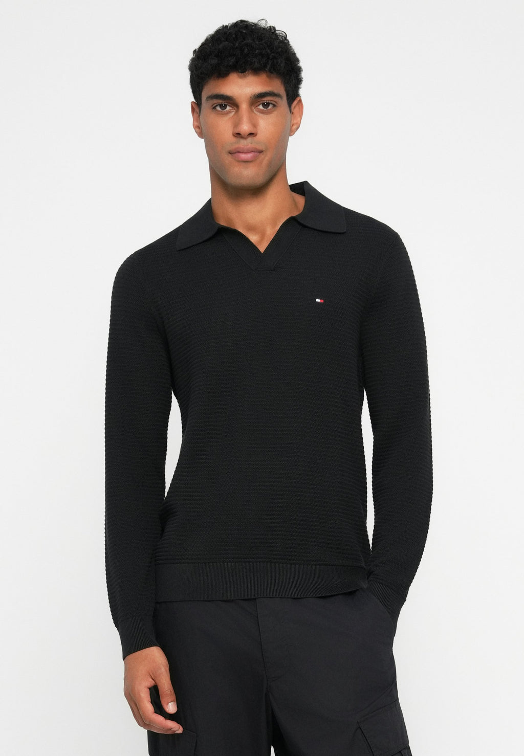 TEXTURED KNIT POLO COLLAR JUMPER Media 5