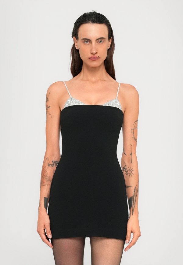 David Koma TRIANGLE CRYSTAL STRAP DETAIL MINI DRESS