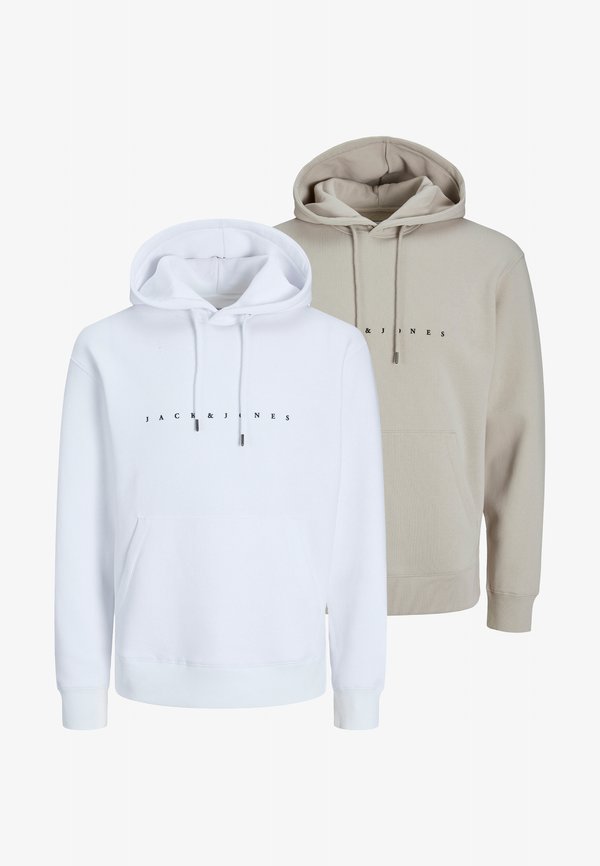 Jack & Jones PRINTED 2 PACK  - Hoodie - beige   weiß