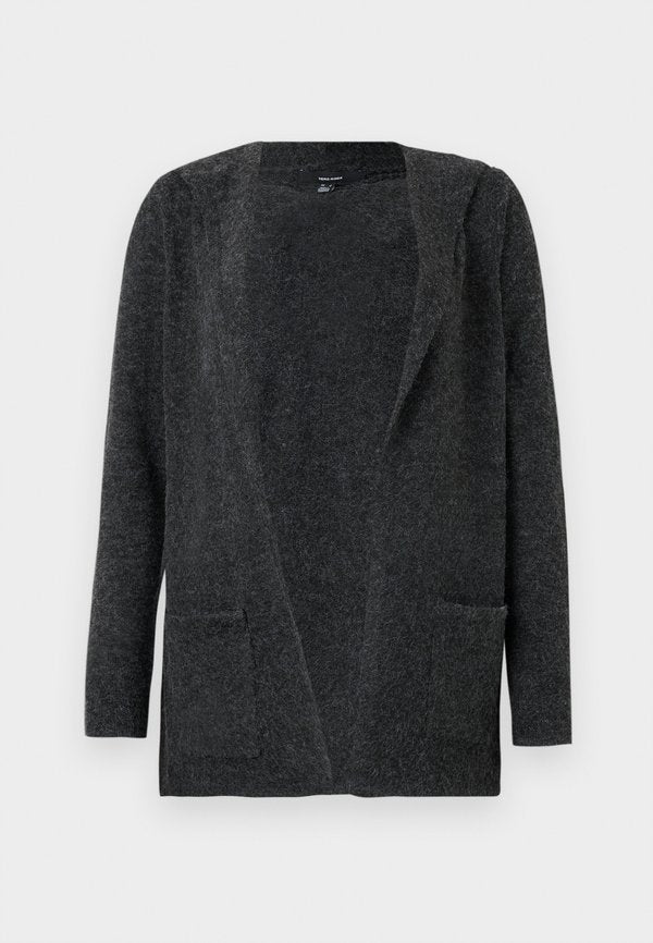 Vero Moda VMDOFFY OPEN HOOD CARDIGAN  - Cardigan - black melange