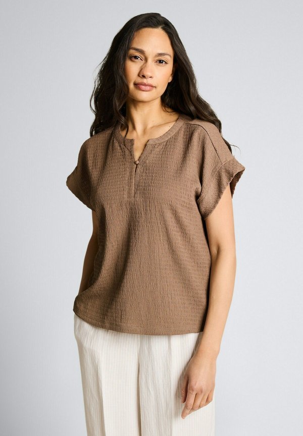 TOM TAILOR TOM TAILOR T-SHIRT CRINKLE T-SHIRT - Blouse - taupe grey