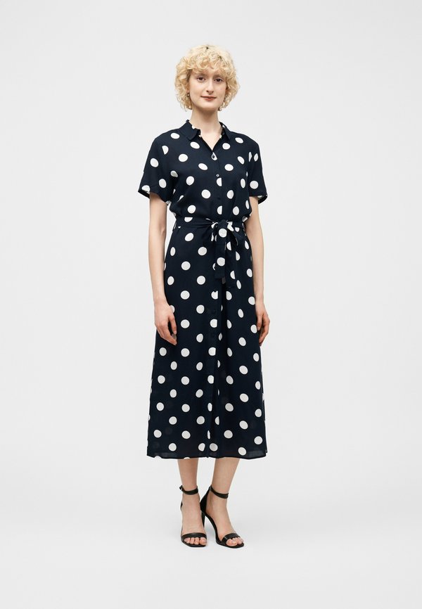 Vero Moda VMEASY JOY LONG SHIRT DRESS - Maxi dress - night sky/snow white