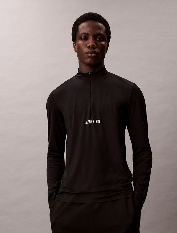 Calvin Klein 1/4 ZIP LS - CK SPORT - Long sleeved top - black