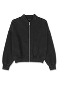 Schwarz zip-up Sweatshirt mit rundem Kragen, gerippten Bündchen und einer weichen Textur. Verfügt über ein dezentes Logo auf der Vorderseite.