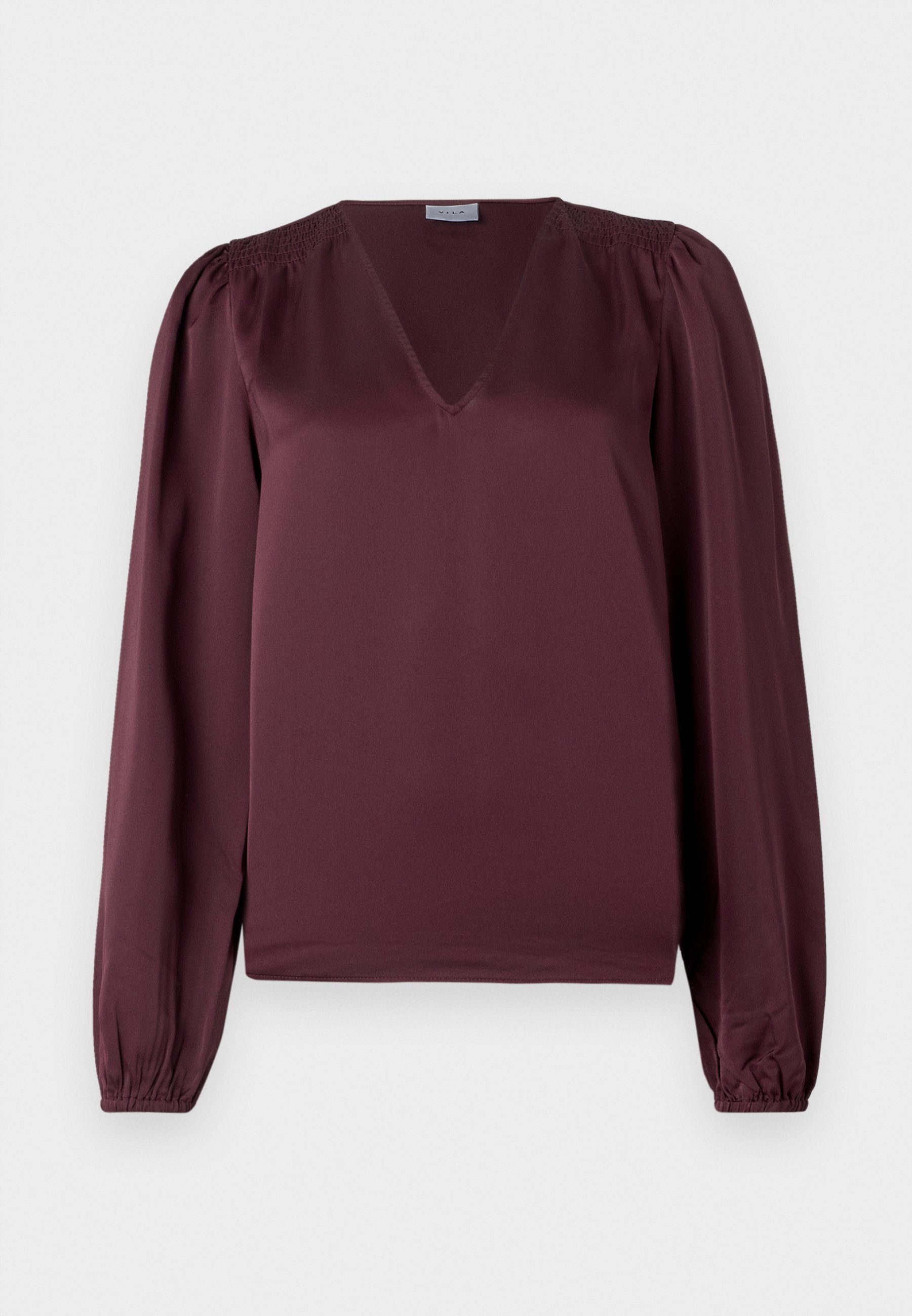 VILA VIELLETTE L/S SMOCK SATIN TOP - NOOS