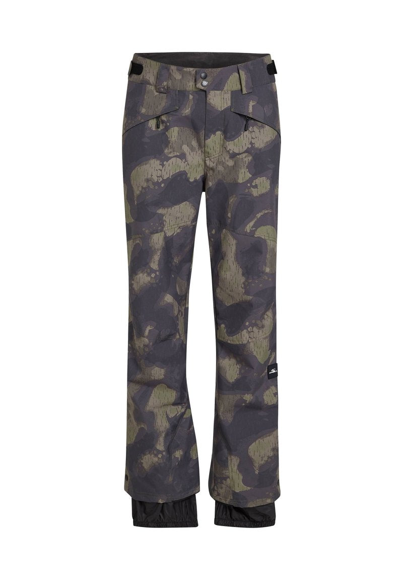 Tarnhose aus Schnee in Dunkelgrau und Grün. Mit wasserdichtem Material, mehreren Taschen und verstellbarem Bund. Elastische Bündchen an den Knöcheln.