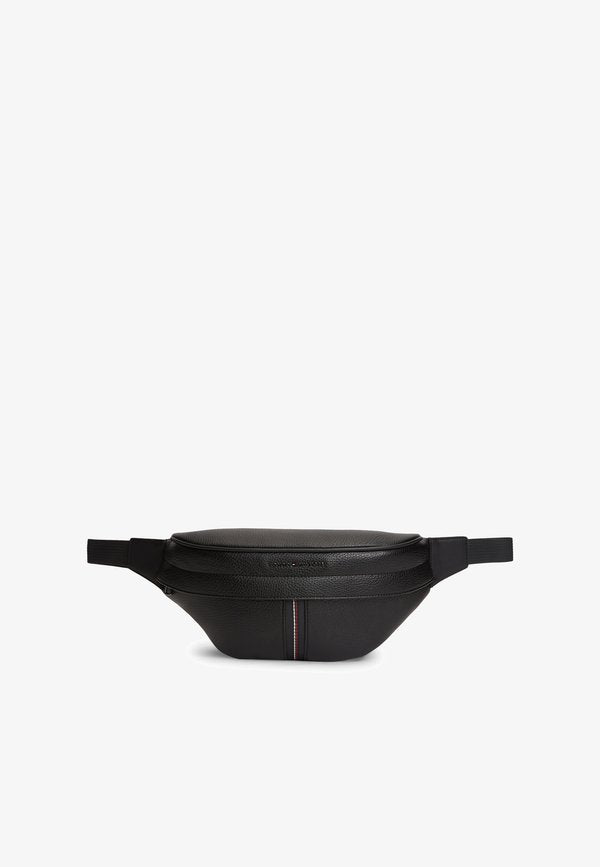 Tommy Hilfiger LOGO PEBBLE GRAIN BUM BAG - Bum bag - black