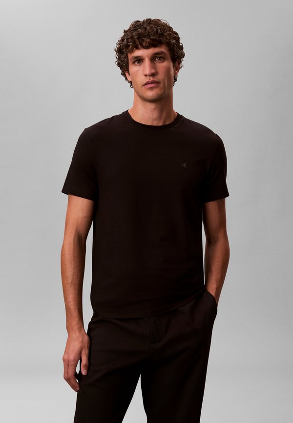 Calvin Klein SLIM MONOGRAM TEE LIQUID TOUCH - Basic T-shirt - black