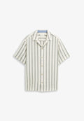 TOM TAILOR REGULAR FIT RESORT HEMD MIT STREIFEN - Shirt - off white leaf green stripe