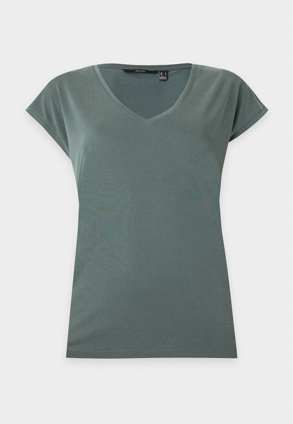 Vero Moda VMFILLI V NECK TEE - Basic T-shirt - balsam green