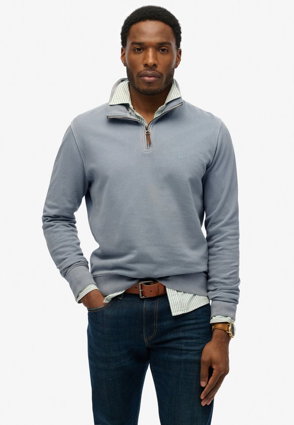 Superdry & Co SUPERDRY  ESSENTIAL HALF ZIP JUMPER.. - Sweatshirt - washed denim