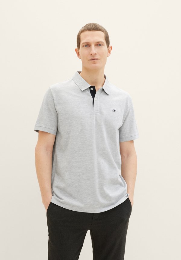 TOM TAILOR BASIC POLO WITH CONTRAST - Polo shirt - grey heather melange