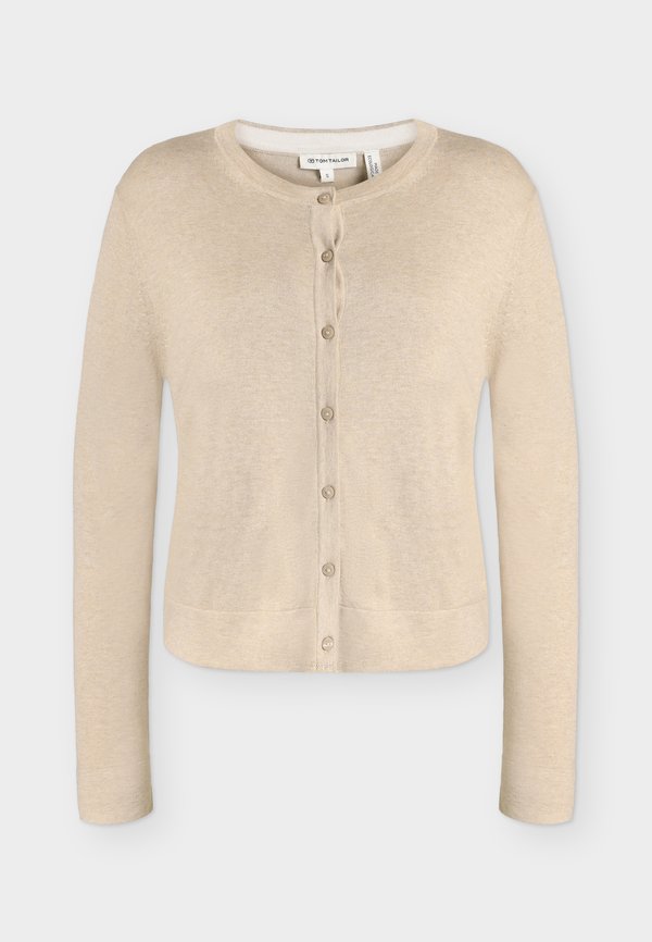 TOM TAILOR SILK BLEND CARDIGAN - Cardigan - gravel beige melange
