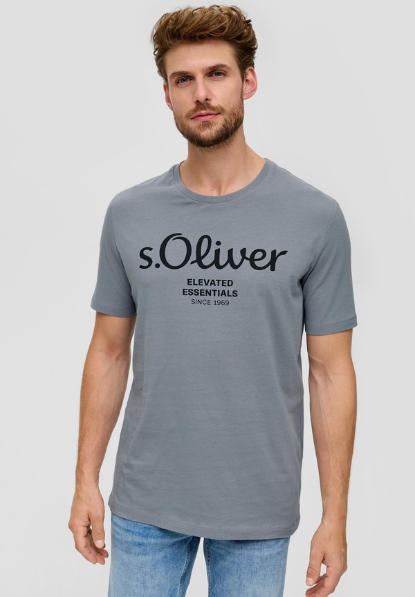 s.Oliver KURZARM - Print T-shirt - schiefergrau