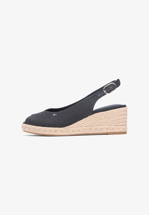 Tommy Hilfiger HEMP SLINGBACK WEDGE ESPADRILLES - Peep toes - black