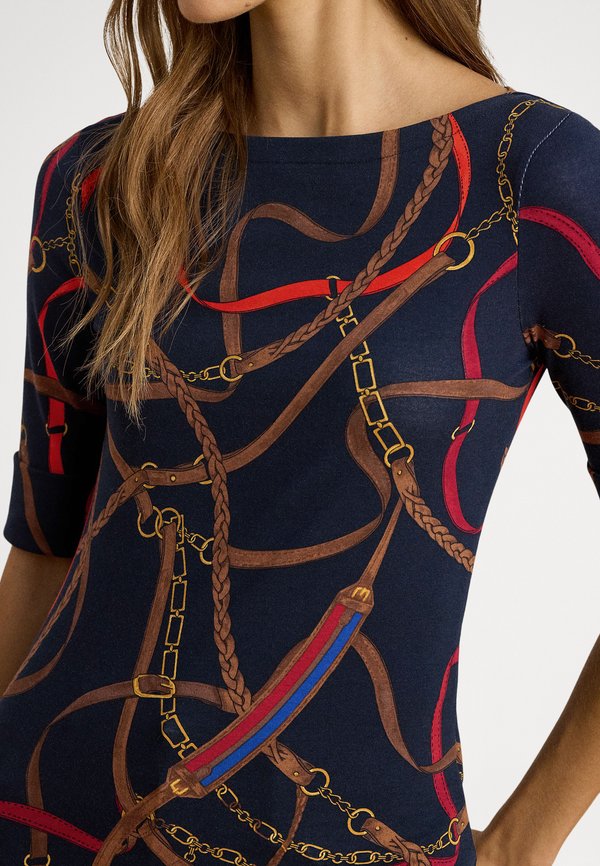Lauren Ralph Lauren Petite BELTING-PRINT COTTON BOATNECK TEE